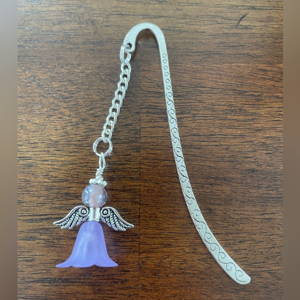 Handmade Light Purple Angel Fairy Bookmark with Silver Tone Hook - ideal Gift